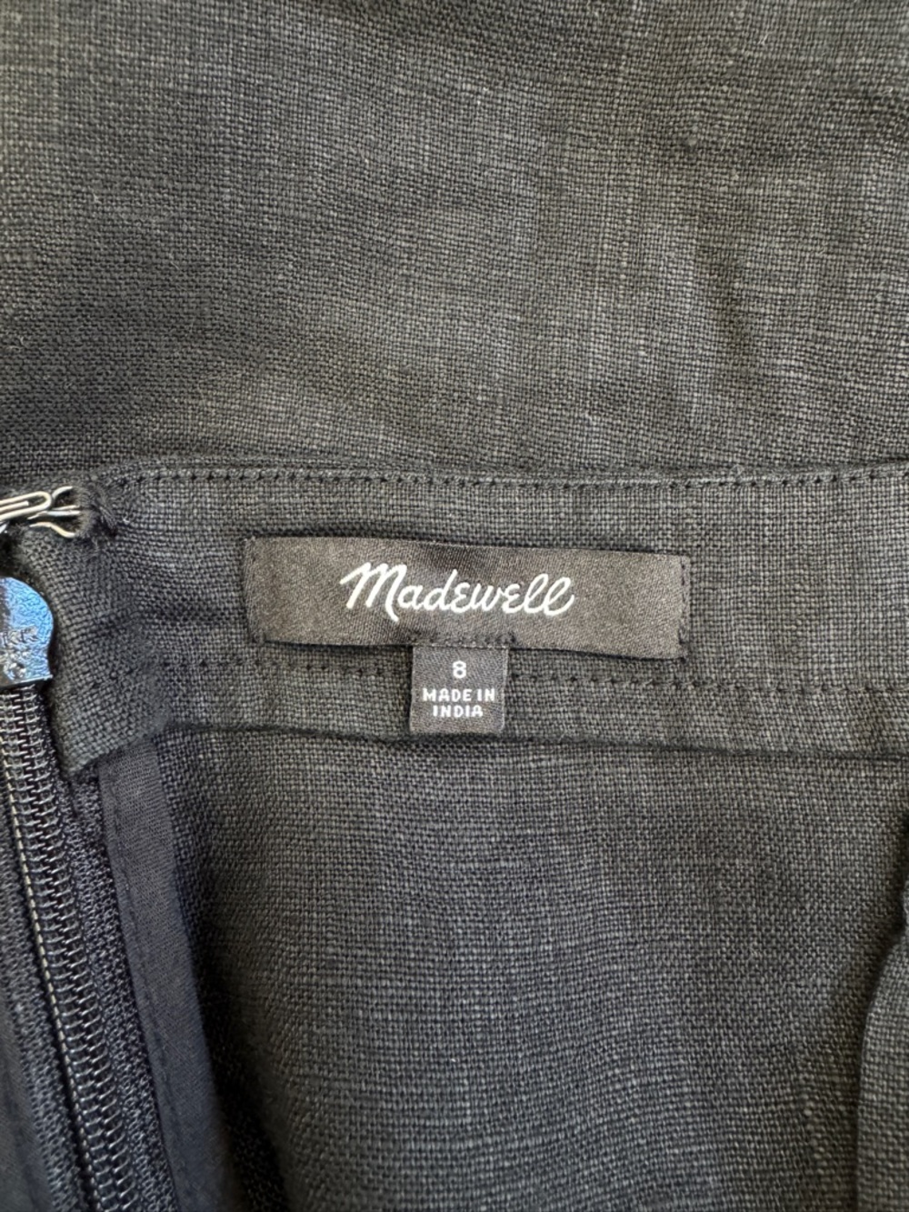 Madewell 100% Linen Women’s Goldie Black Midi Slip Dress Size 8 Classic - Picture 7 of 9
